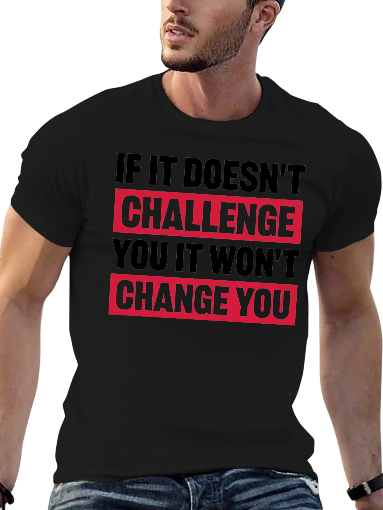 Camiseta Negra Motivacional: Desafío y Cambio