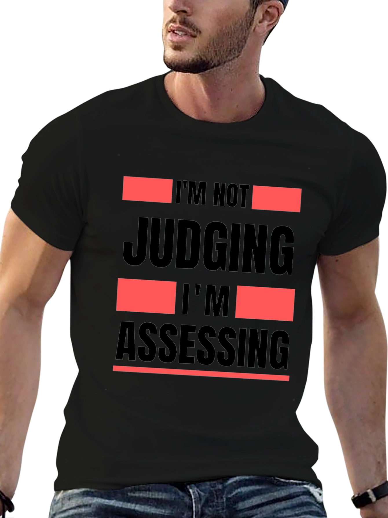Camiseta Negra No Estoy Juzgando Estoy Evaluando