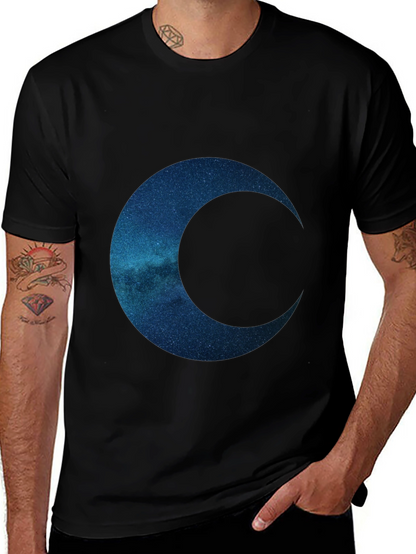 Camiseta Negra con Diseño de Luna Galáctica