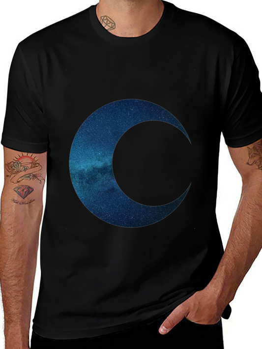 Camiseta Negra con Diseño de Luna Galáctica