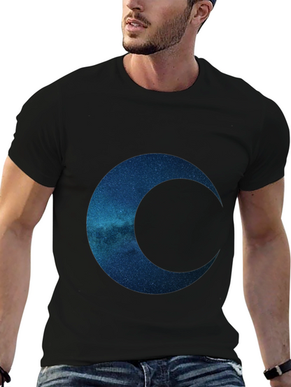 Camiseta Negra con Diseño de Luna Galáctica