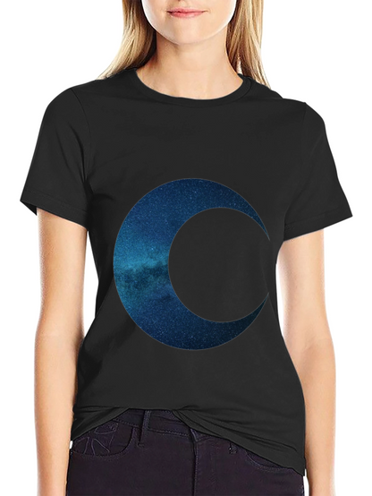 Camiseta Negra con Diseño de Luna Galáctica