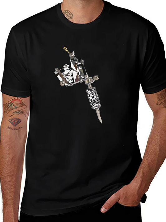 Camiseta Negra con Diseño de Máquina de Tatuaje