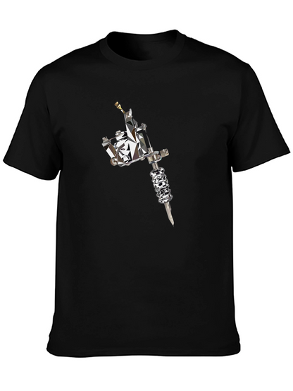 Camiseta Negra con Diseño de Máquina de Tatuaje