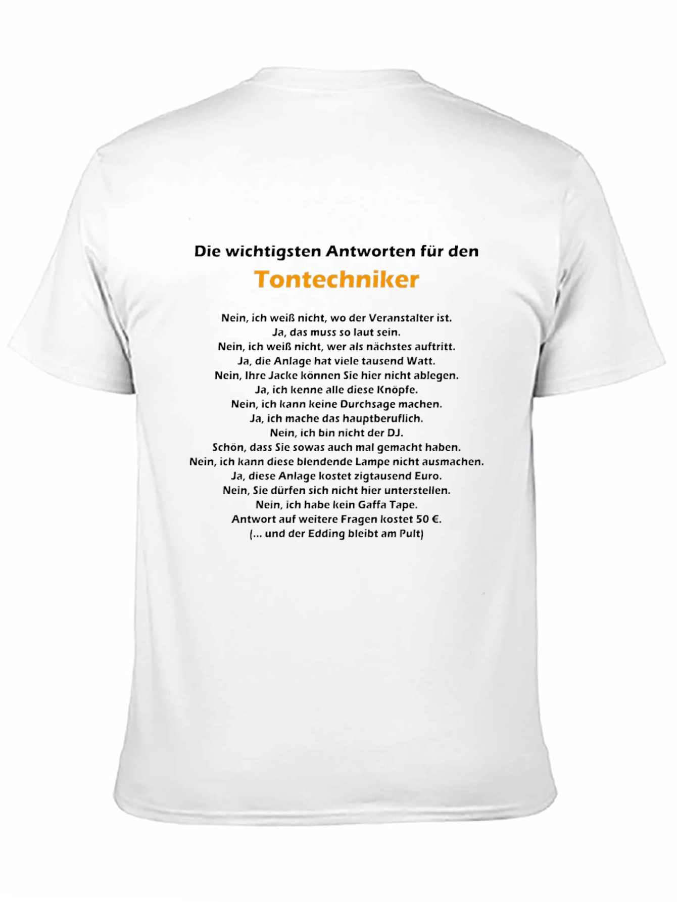 Camiseta Negra: Respuestas de Técnico de Sonido