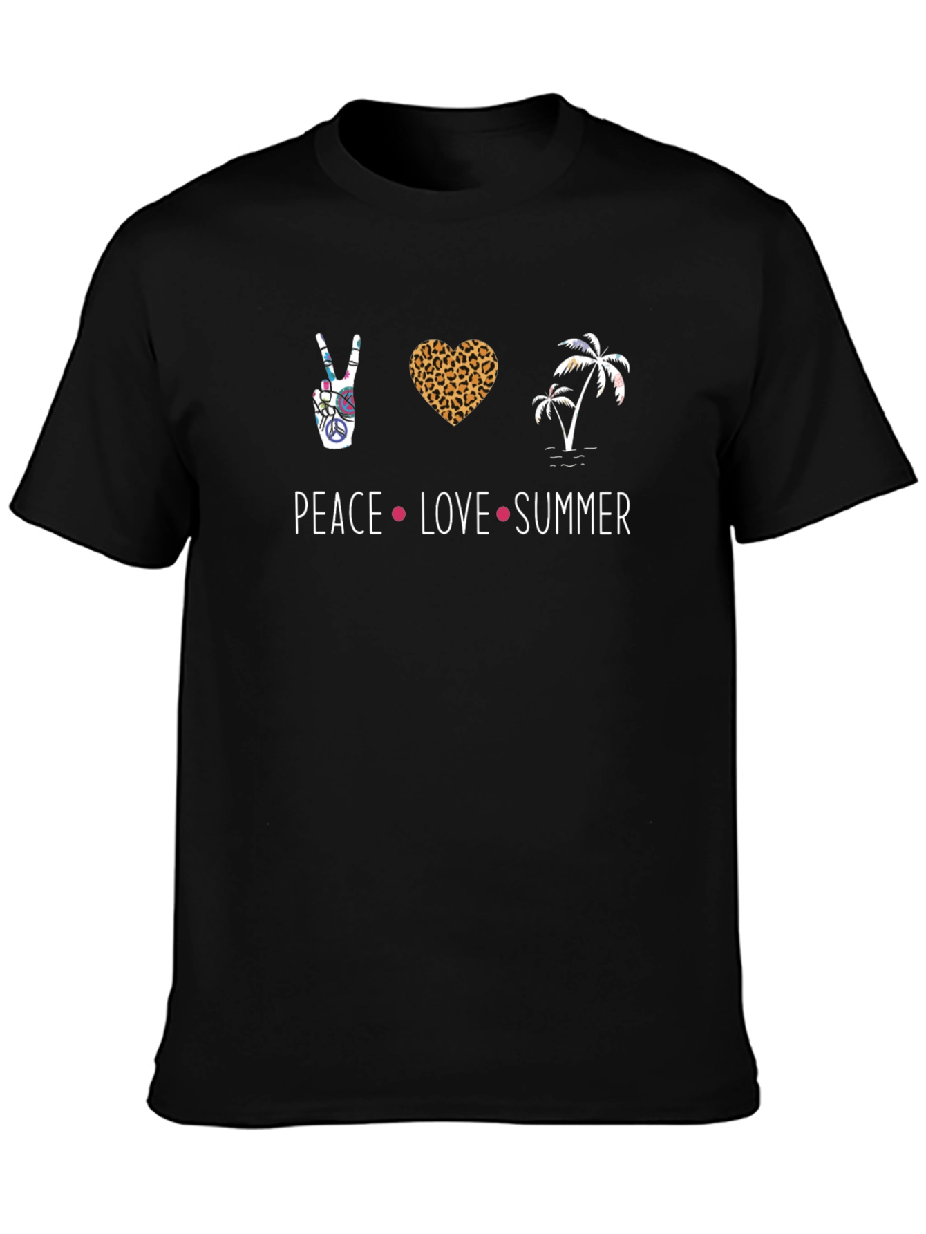 Camiseta Hombre Negra Peace Love Summer