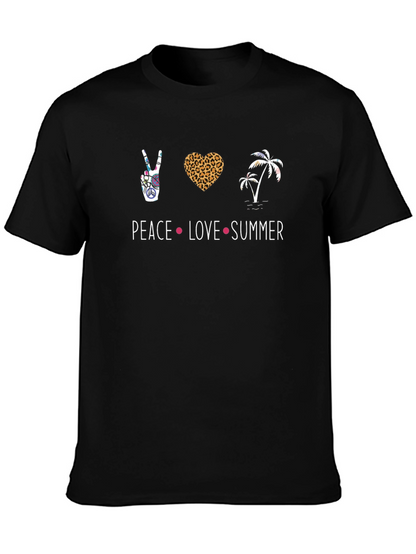 Camiseta Hombre Negra Peace Love Summer