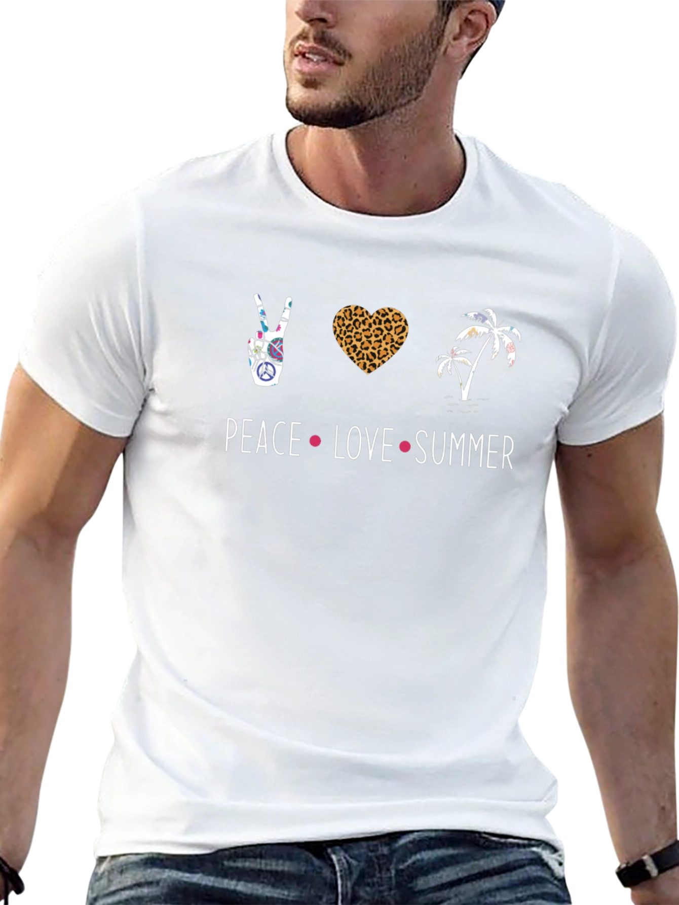 Camiseta Hombre Negra Peace Love Summer