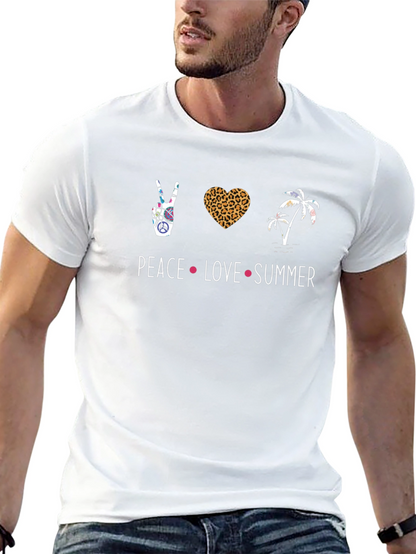 Camiseta Hombre Negra Peace Love Summer