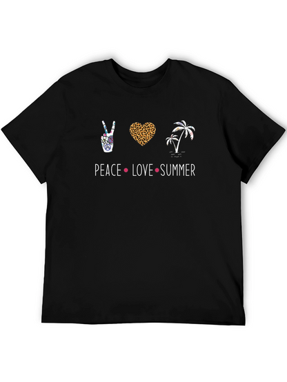 Camiseta Hombre Negra Peace Love Summer