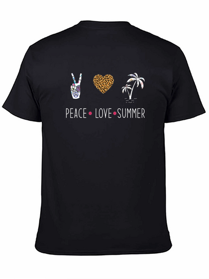 Camiseta Hombre Negra Peace Love Summer