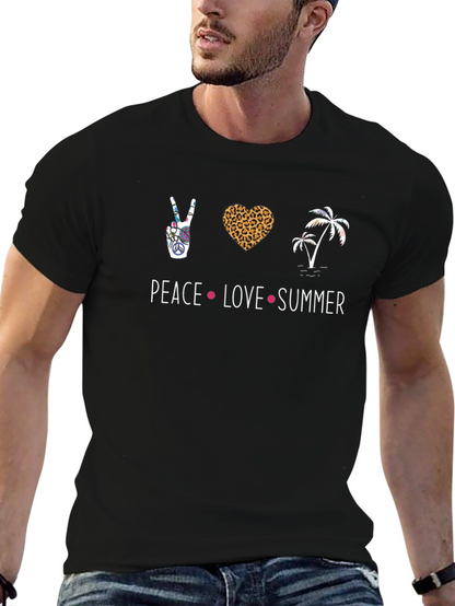 Camiseta Hombre Negra Peace Love Summer