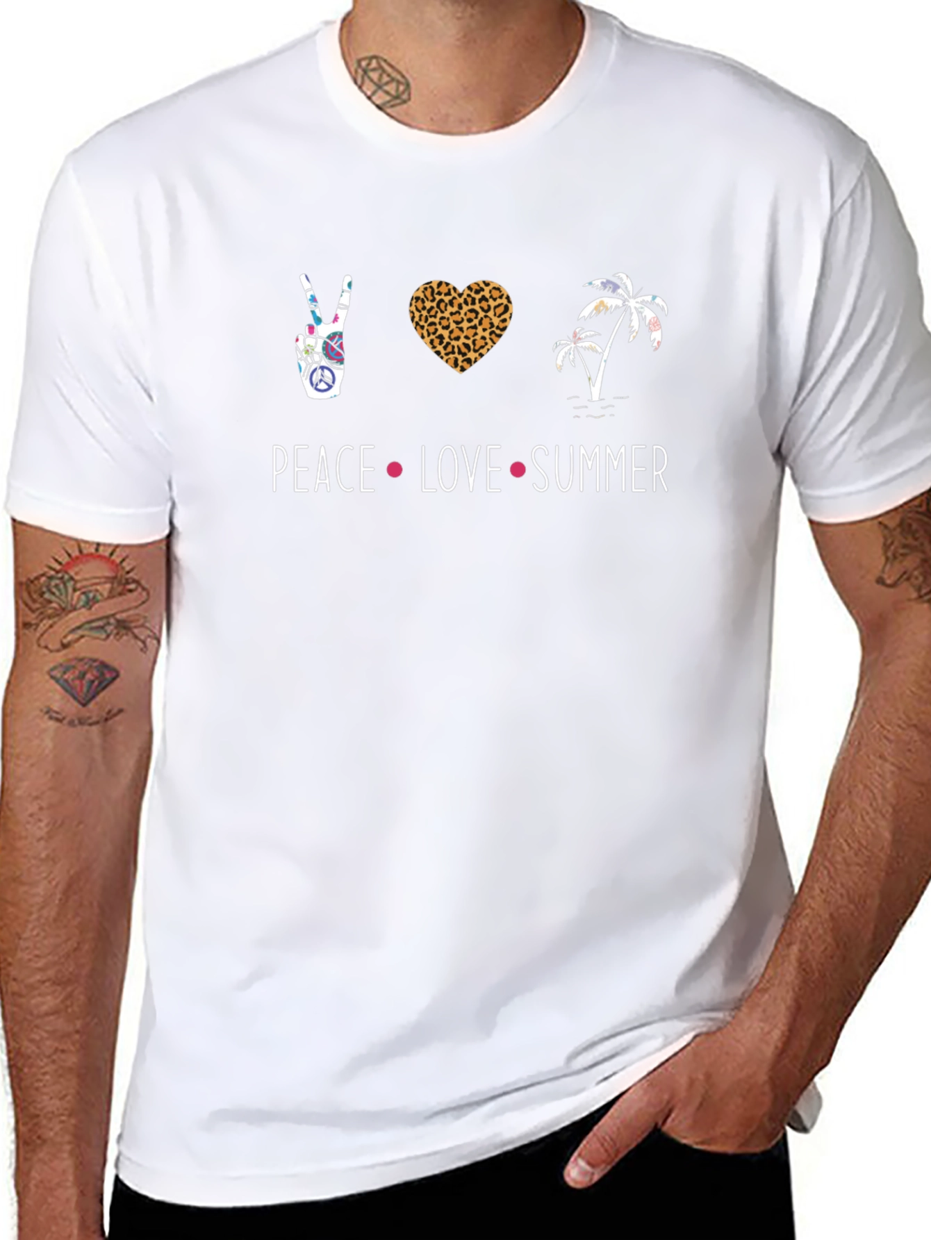 Camiseta Hombre Negra Peace Love Summer