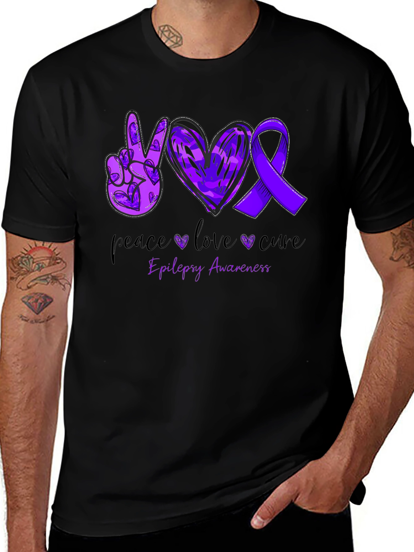 Camiseta Concientización Epilepsia: Paz Amor y Cura