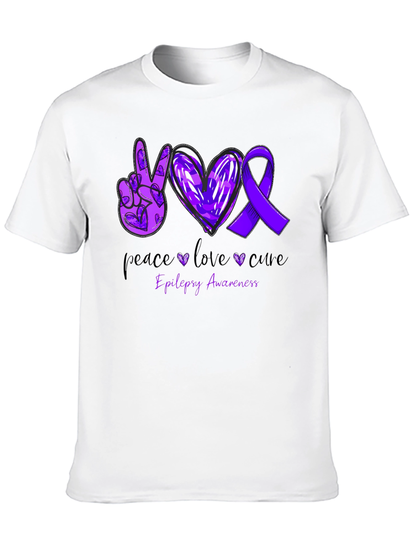 Camiseta Concientización Epilepsia: Paz Amor y Cura