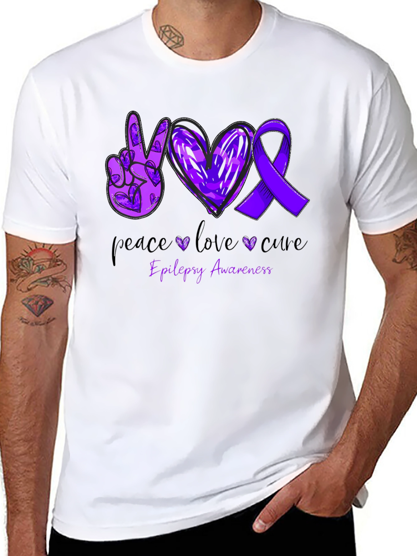 Camiseta Concientización Epilepsia: Paz Amor y Cura