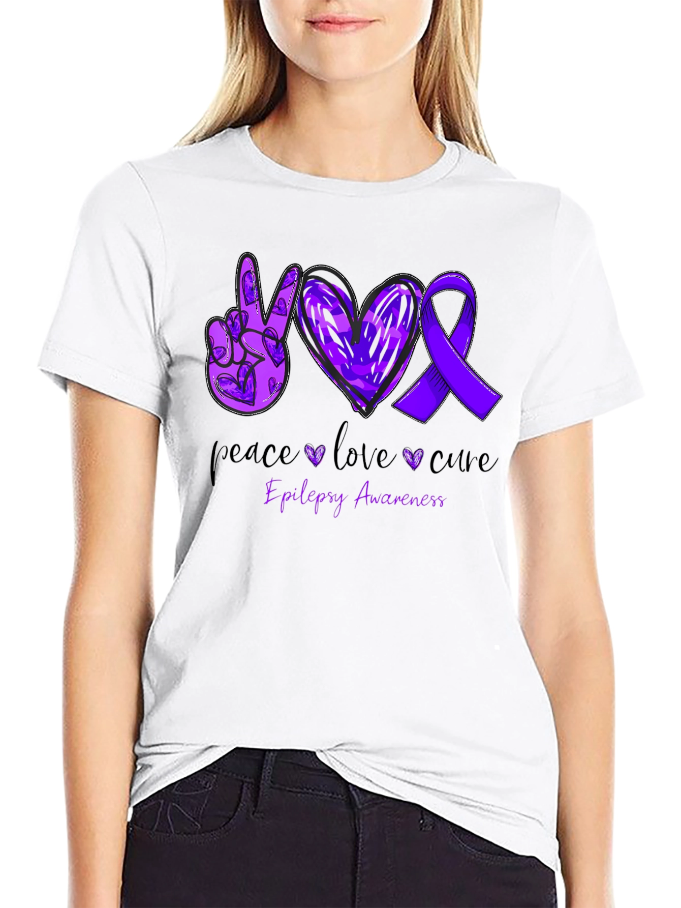 Camiseta Concientización Epilepsia: Paz Amor y Cura