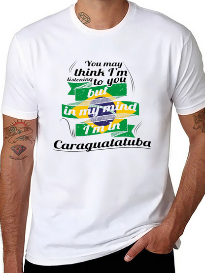 Camiseta Negra Caraguatatuba Brasil Diseño Gráfico