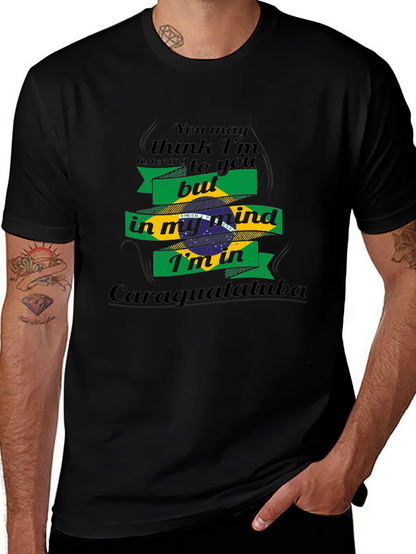Camiseta Negra Caraguatatuba Brasil Diseño Gráfico