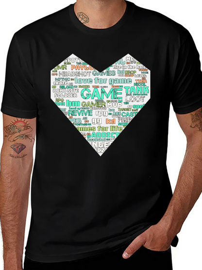 Camiseta Negra con Diseño Corazón Gamer