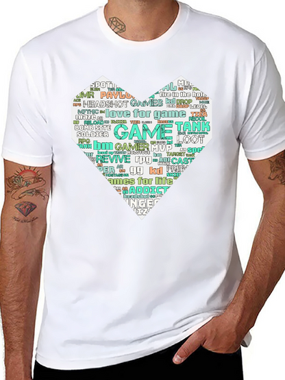 Camiseta Negra con Diseño Corazón Gamer