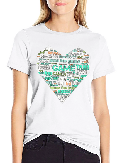 Camiseta Negra con Diseño Corazón Gamer