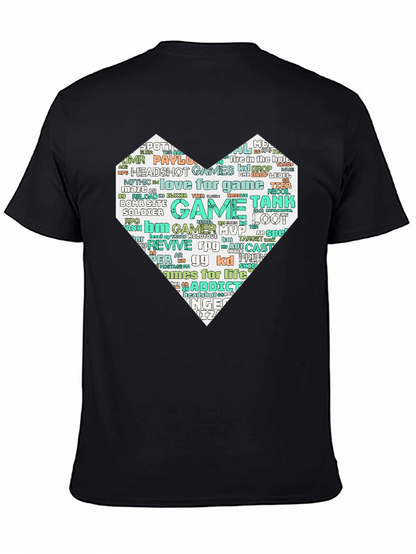 Camiseta Negra con Diseño Corazón Gamer