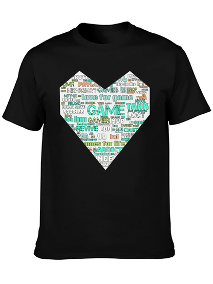 Camiseta Negra con Diseño Corazón Gamer