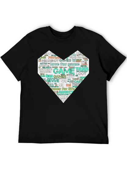 Camiseta Negra con Diseño Corazón Gamer