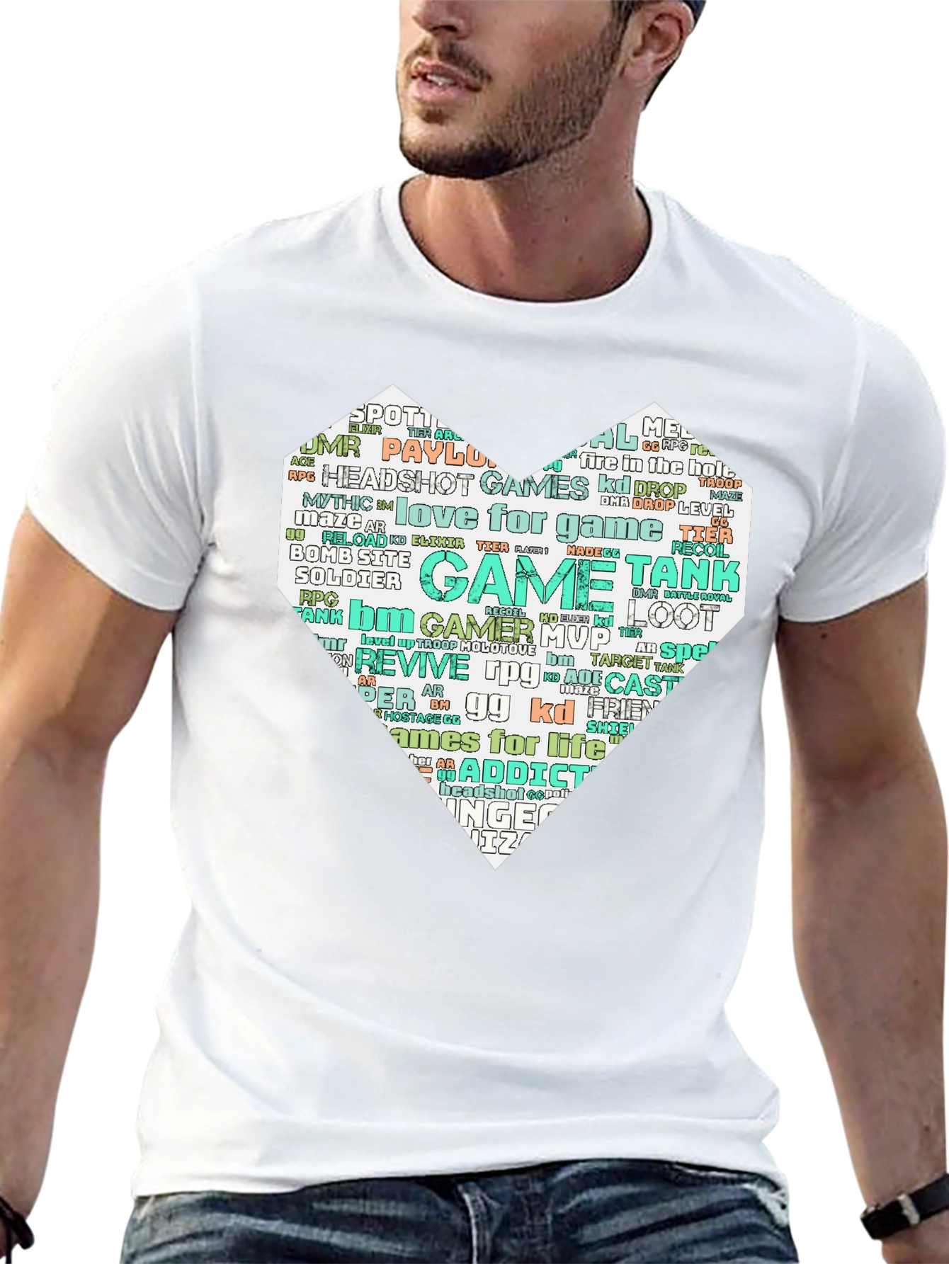 Camiseta Negra con Diseño Corazón Gamer