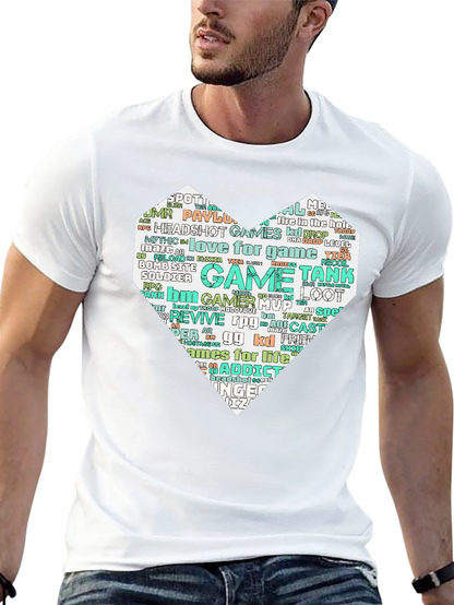 Camiseta Negra con Diseño Corazón Gamer