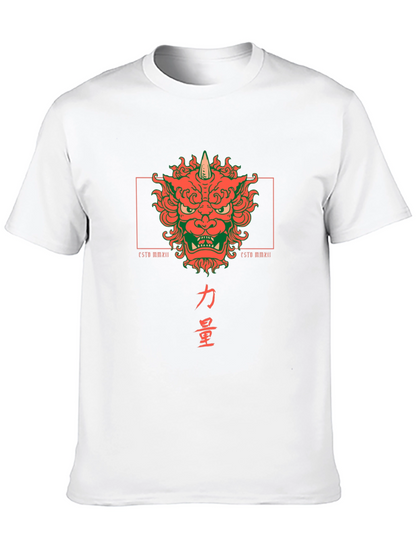 Camiseta Negra con Diseño Japonés de Oni y Kanji
