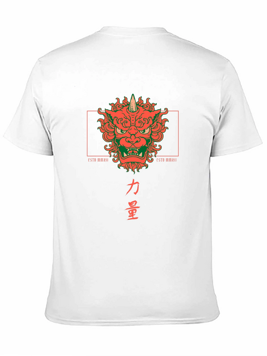 Camiseta Negra con Diseño Japonés de Oni y Kanji