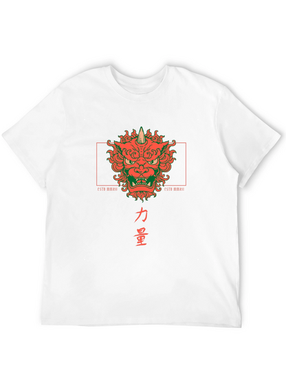 Camiseta Negra con Diseño Japonés de Oni y Kanji