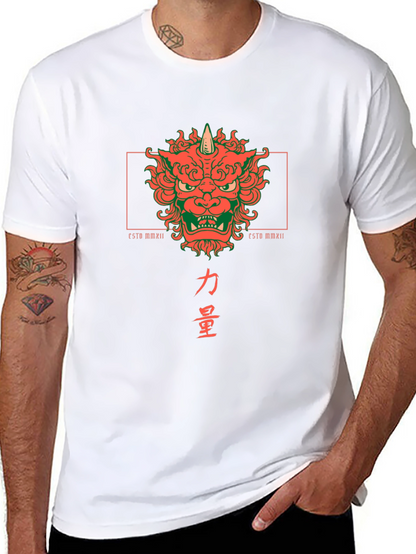 Camiseta Negra con Diseño Japonés de Oni y Kanji