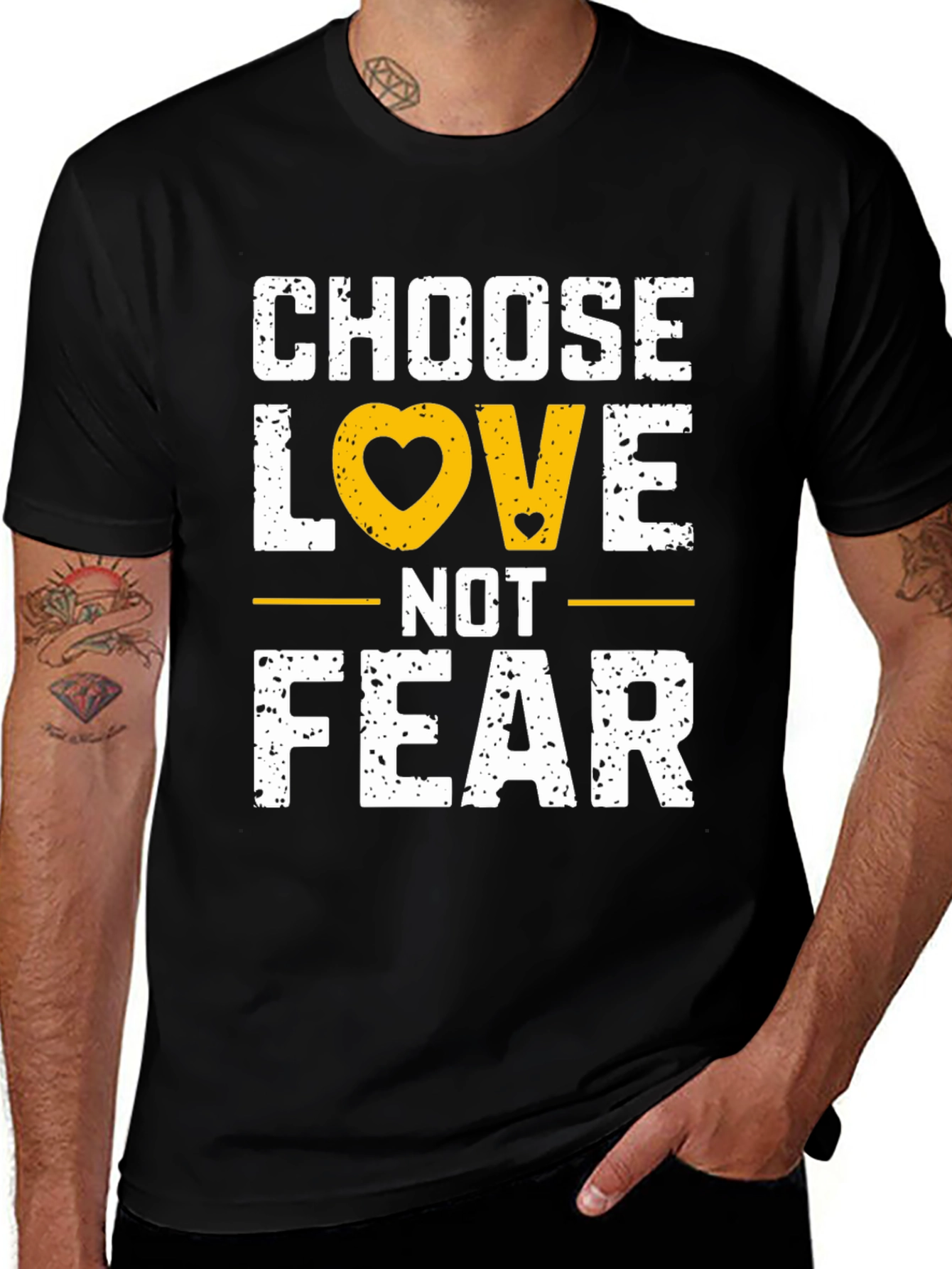 Camiseta Negra Elige Amor No Miedo