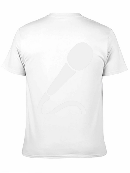Camiseta Negra con Diseño de Micrófono Blanco