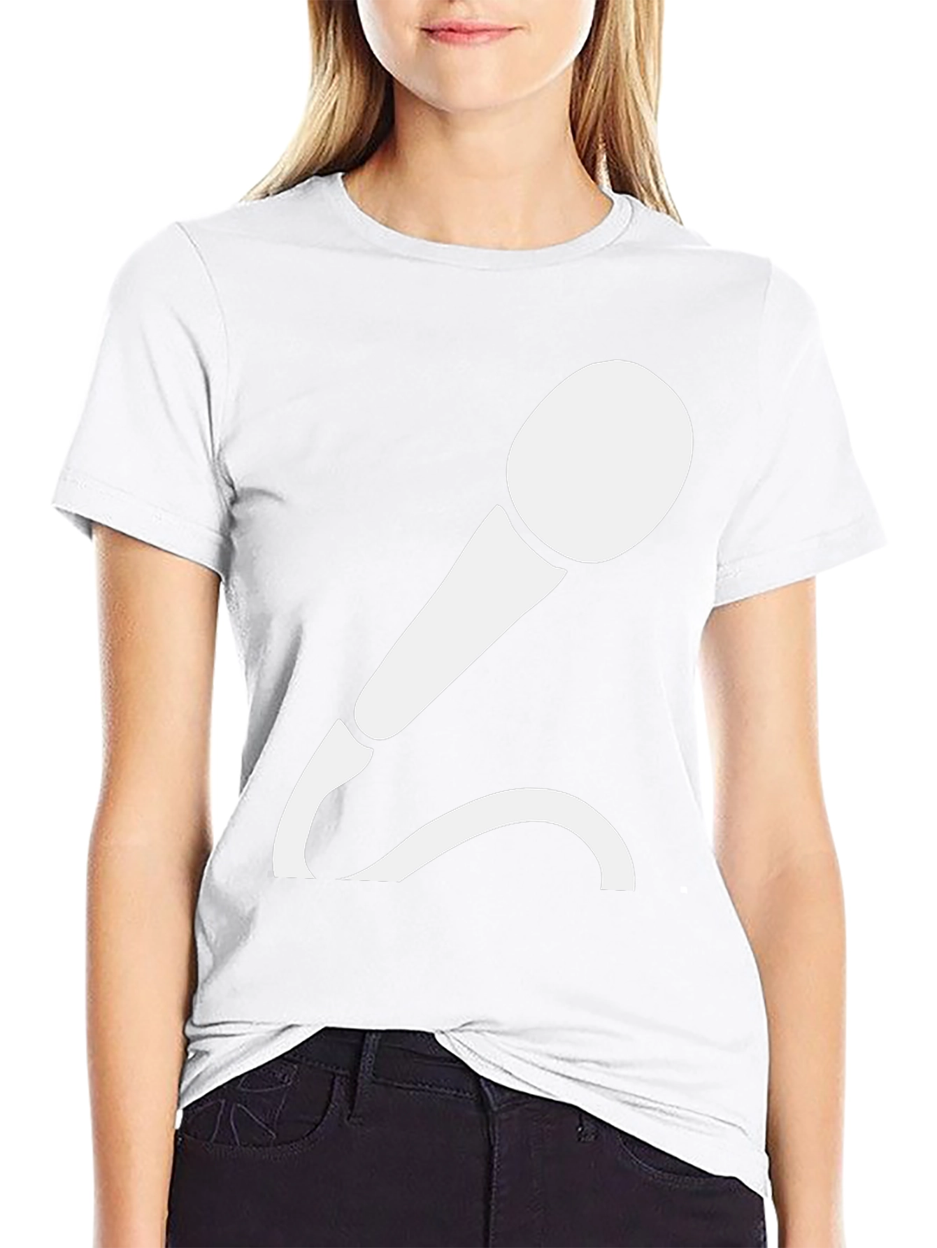 Camiseta Negra con Diseño de Micrófono Blanco