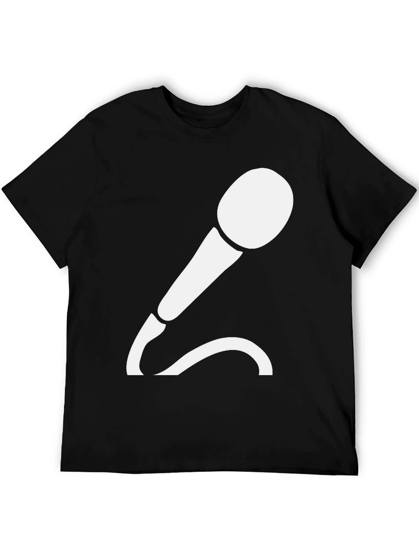Camiseta Negra con Diseño de Micrófono Blanco