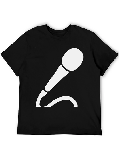 Camiseta Negra con Diseño de Micrófono Blanco