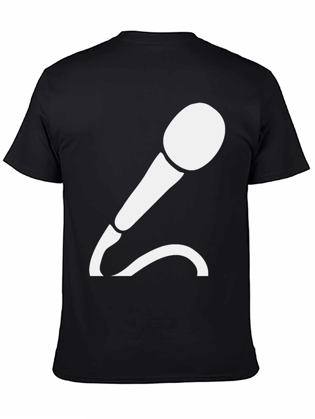 Camiseta Negra con Diseño de Micrófono Blanco