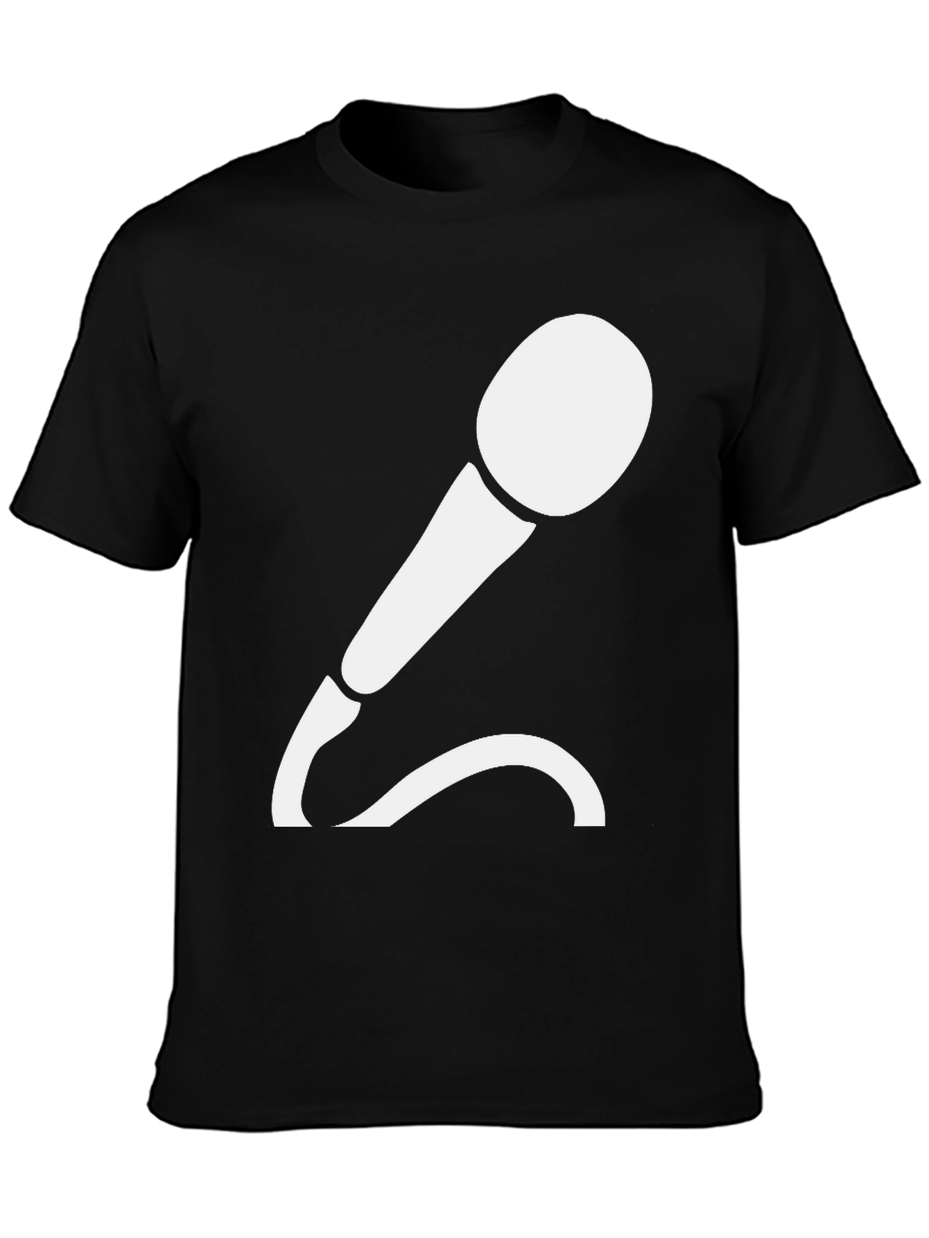 Camiseta Negra con Diseño de Micrófono Blanco
