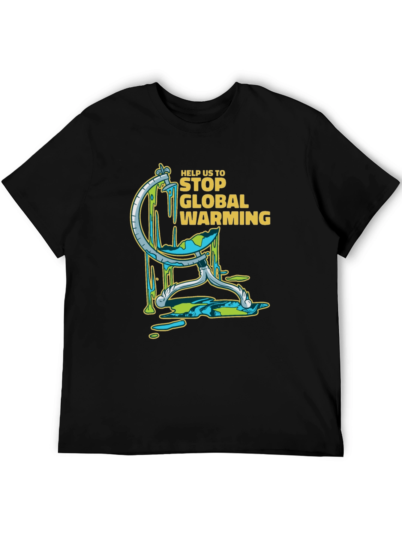 Camiseta Negra con Diseño Gráfico de Calentamiento Global
