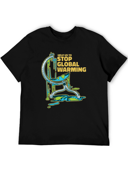 Camiseta Negra con Diseño Gráfico de Calentamiento Global