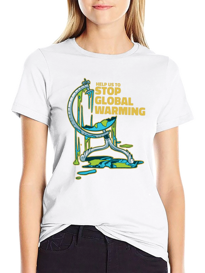 Camiseta Negra con Diseño Gráfico de Calentamiento Global