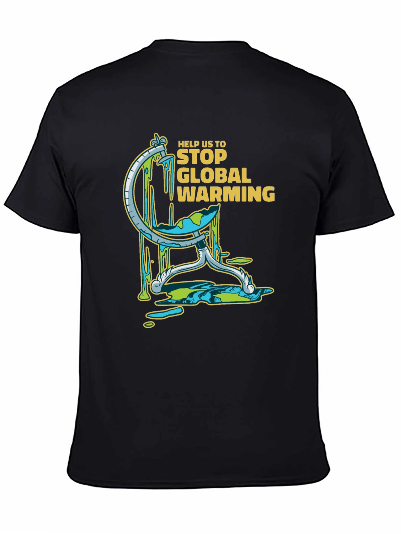 Camiseta Negra con Diseño Gráfico de Calentamiento Global