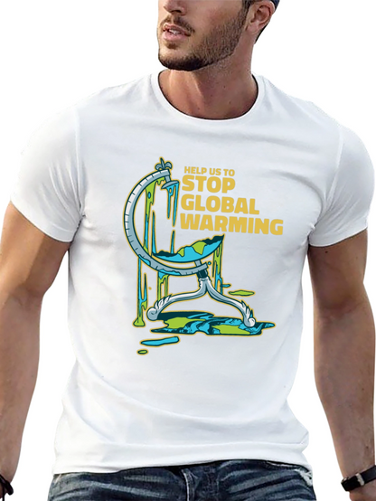 Camiseta Negra con Diseño Gráfico de Calentamiento Global