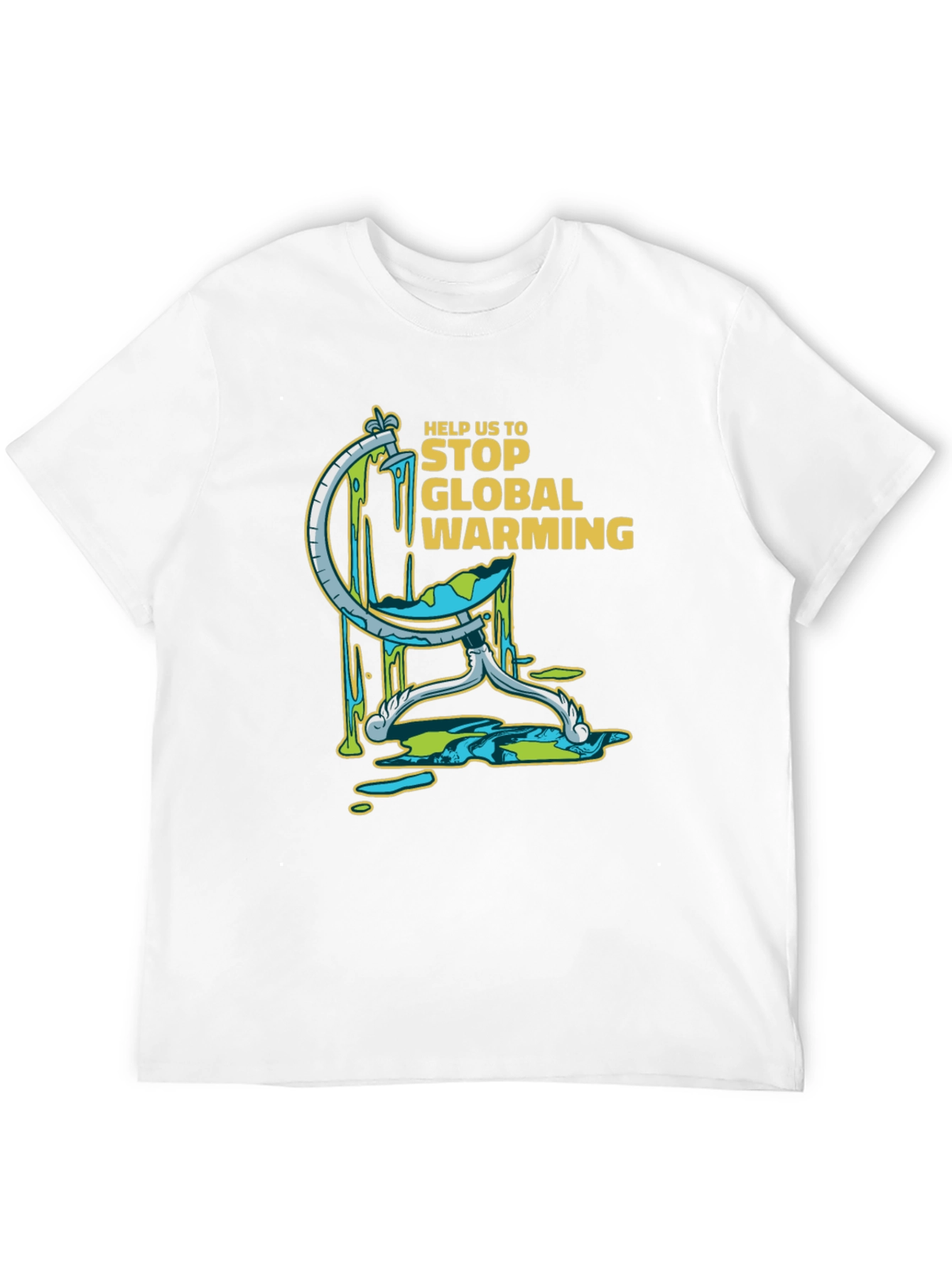Camiseta Negra con Diseño Gráfico de Calentamiento Global