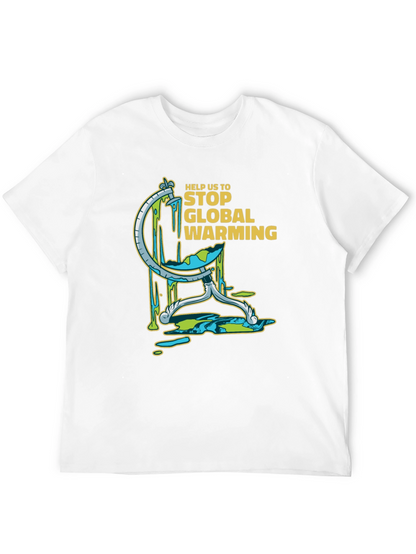 Camiseta Negra con Diseño Gráfico de Calentamiento Global