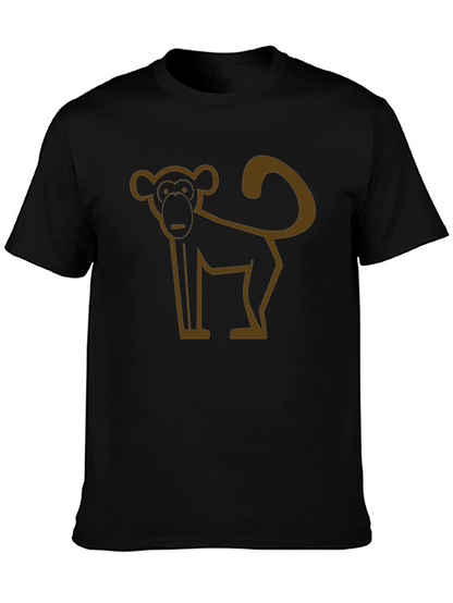 Camiseta Negra con Diseño de Mono Abstracto